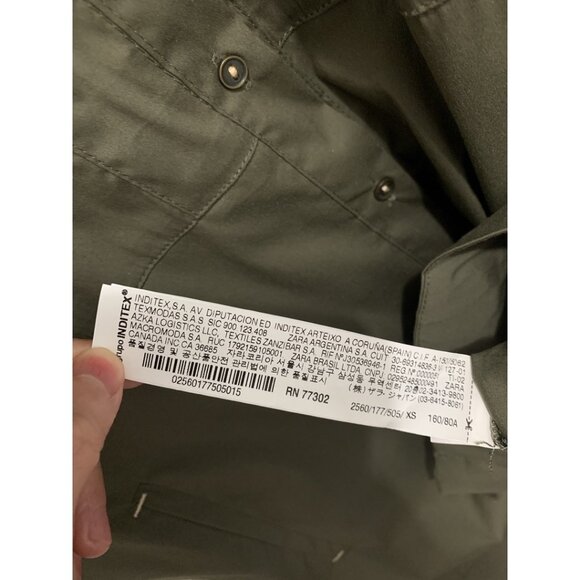 BNWOT Zara Olive Green Utility Longline Shirt Dress Button Down Tab Roll Sleeves - Picture 5 of 6